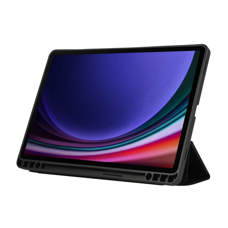 For Samsung Galaxy Tab S9 3-Fold Pure Color TPU Leather Tablet Case with Pen Slot(Black) - Galaxy Tab S9 Cases by PMC TechLife | Online Shopping South Africa | PMC TechLife