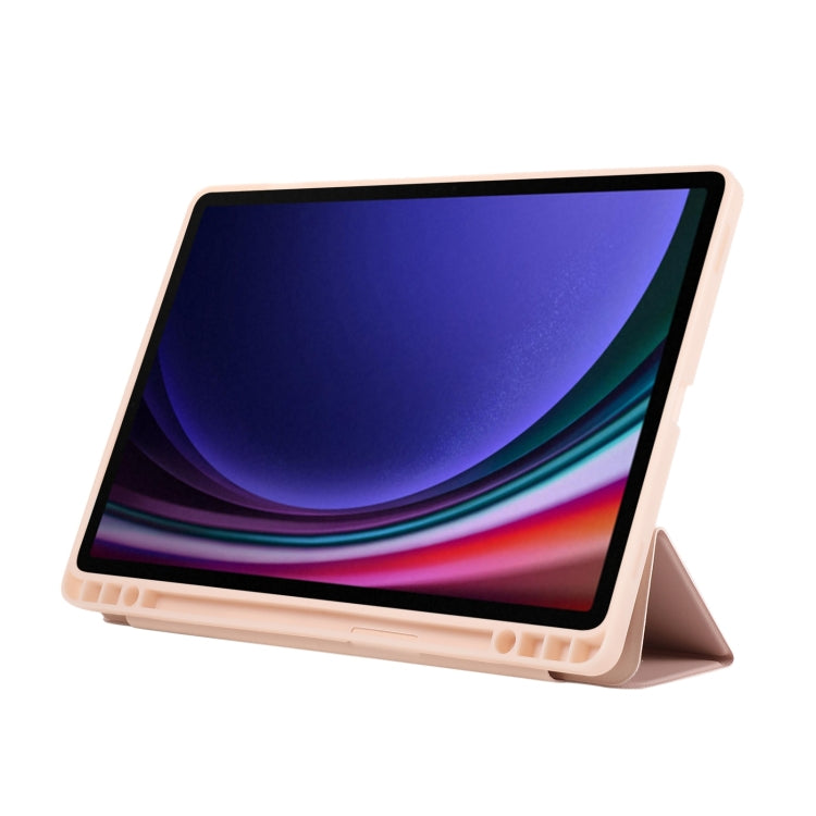 For Samsung Galaxy Tab S10 FE / S9 3-Fold Pure Color TPU Leather Tablet Case with Pen Slot(Pink) - free shipping - PMC TechLife - Order now!