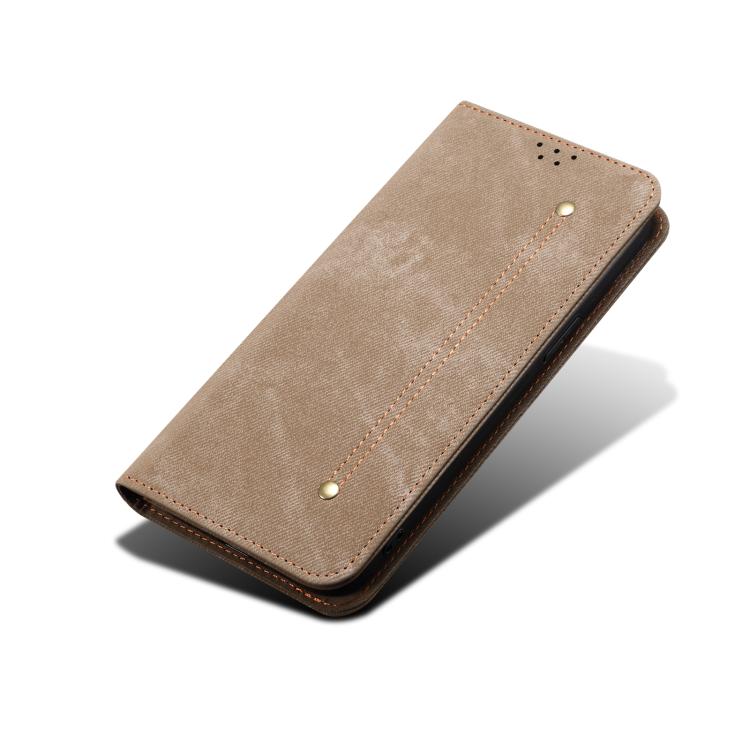 For Motorola Edge 60 Denim Texture Flip Leather Phone Case(Khaki) - free shipping - PMC TechLife - Order now!