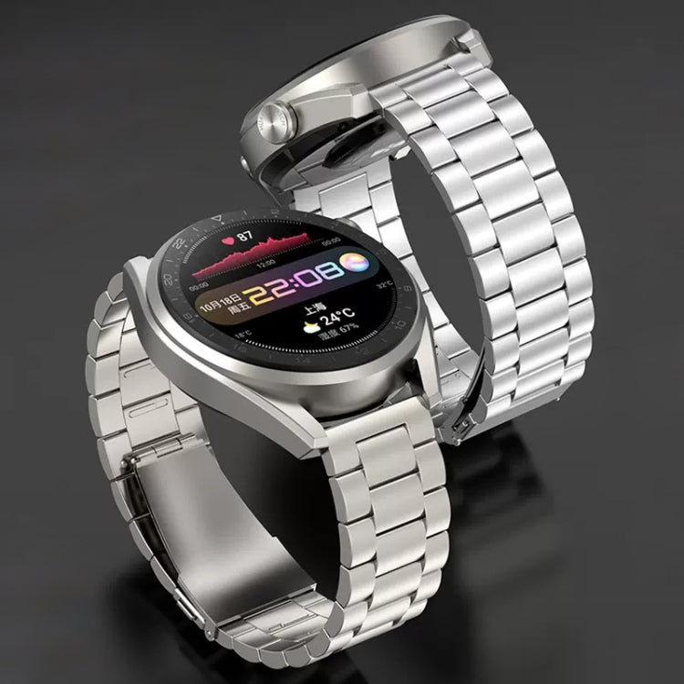 For Huawei Watch GT4 / GT3 / GT2 46mm Three Strains Flat Buckle Titanium Steel Watch Band(Grey) - Watch Bands by PMC TechLife | Online Shopping South Africa | PMC TechLife