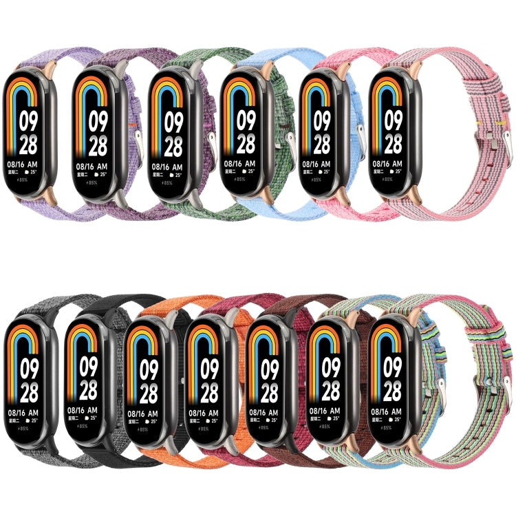 For Xiaomi Mi Band 8 Nylon Canvas Watch Band(Cyan Stripe) - free shipping - PMc TechLife - Order now!