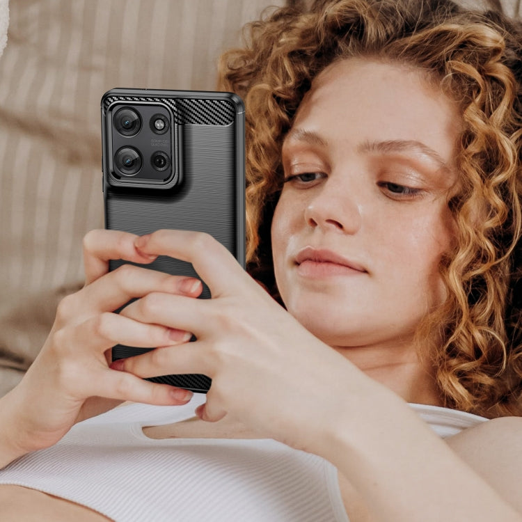 For Motorola Moto G75 5G Carbon Fiber Brushed Texture TPU Phone Case(Black) - free shipping - PMC TechLife - Order now!