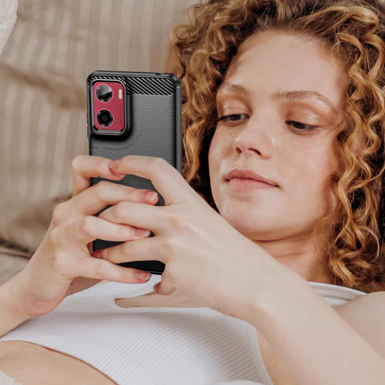 For Motorola Moto E15 Carbon Fiber Brushed Texture TPU Phone Case(Black) - free shipping - PMC TechLife - Order now!