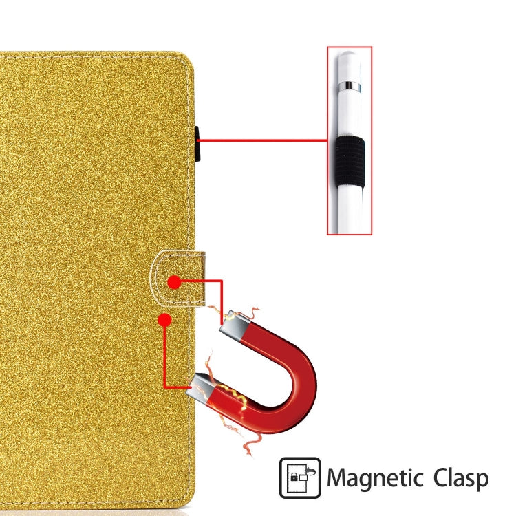 For Lenovo Tab P12 2023 / TB370FU Varnish Glitter Powder Smart Leather Tablet Case(Yellow) - Lenovo by PMC TechLife | Online Shopping South Africa | PMC TechLife | Buy Now Pay Later Mobicred