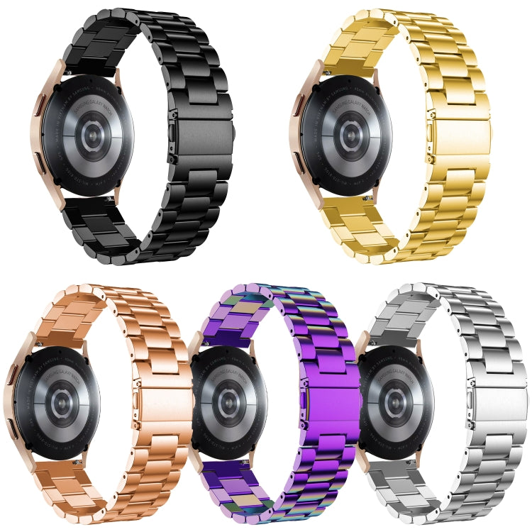 For Samsung Galaxy Watch6 / 6 Classic Flat Head Three-bead Stainless Steel Watch Band(Colorful) - Watch Bands by PMC TechLife | Online Shopping South Africa | PMC TechLife