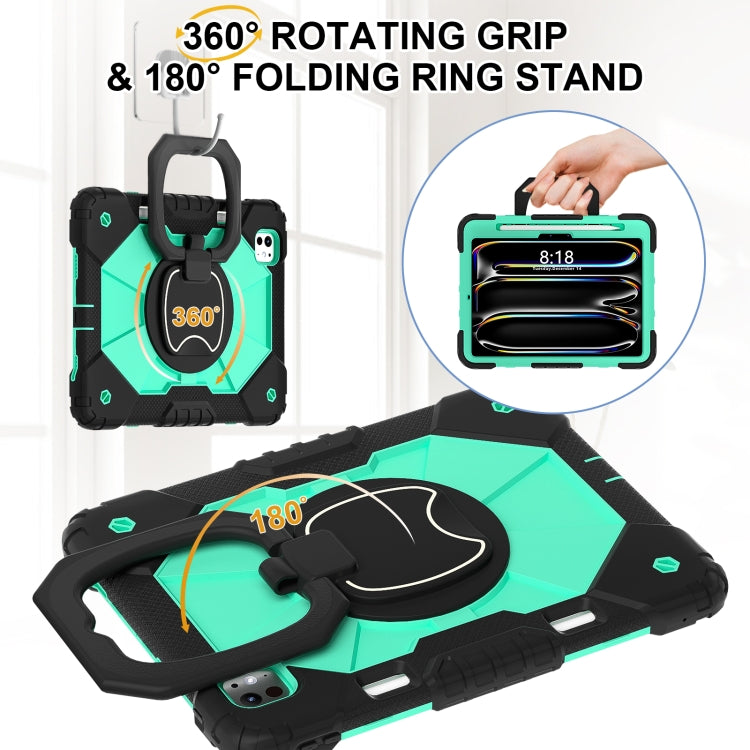 For iPad Pro 11 2024 Contrast Color Robot Silicone Hybrid PC Tablet Case(Black Mint Green) - iPad Pro 11 2024 Cases by PMC TechLife | Online Shopping South Africa | PMC TechLife | Buy Now Pay Later Mobicred