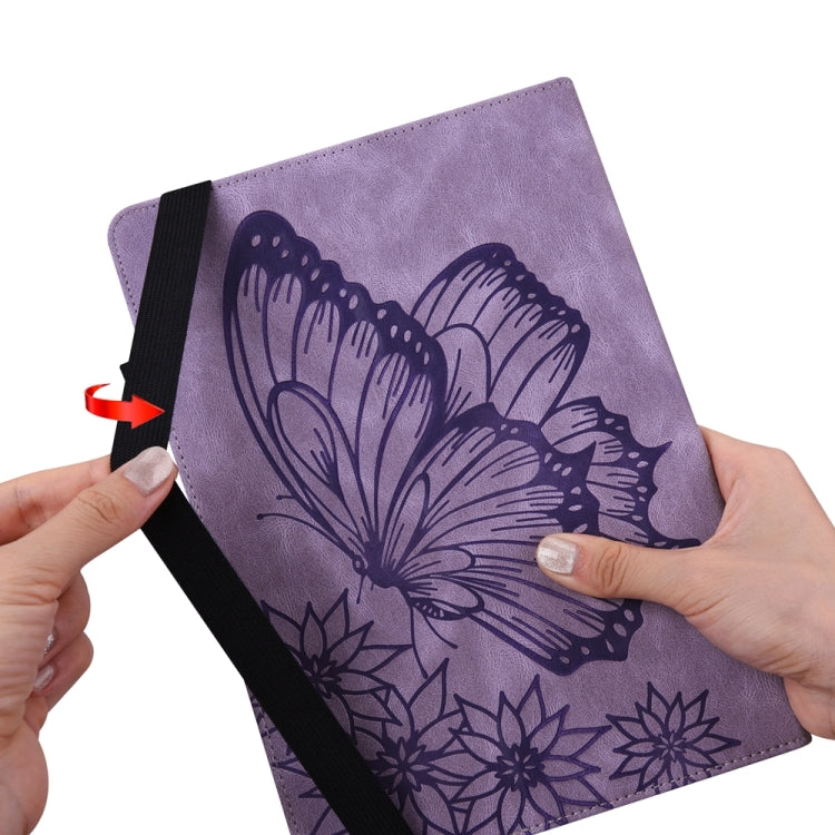 For iPad Pro 12.9 2022 / Air 13 2024 / 2025 Big Butterfly Embossed Leather Tablet Case(Purple) - iPad Pro 12.9 (2022/2021) Cases by PMC TechLife | Online Shopping South Africa | PMC TechLife | Buy Now Pay Later Mobicred