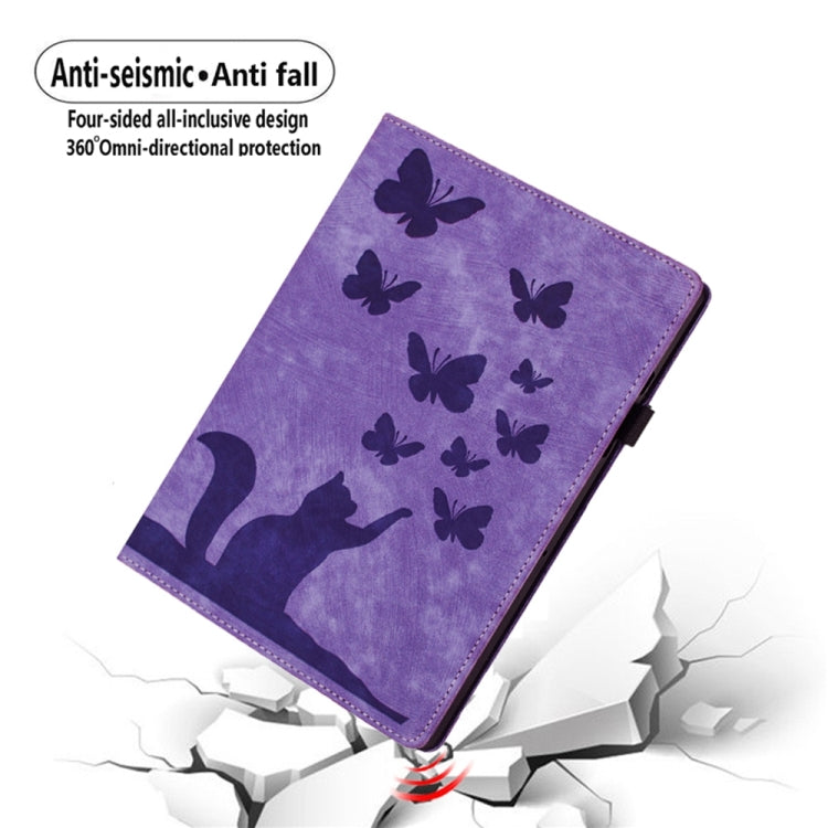 For iPad Air 13 2024 / Air 13 2025 Butterfly Cat Embossing Leather Tablet Case(Purple) - iPad Pro 12.9 (2022/2021) Cases by PMC TechLife | Online Shopping South Africa | PMC TechLife | Buy Now Pay Later Mobicred