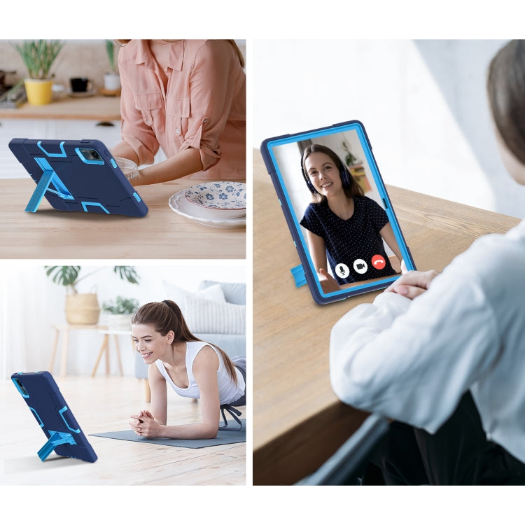 For Xiaomi Redmi Pad SE 11 2023 Contrast Color Silicone Hybrid PC Tablet Case with Holder(Navy Blue Blue) - More Tablet Cases by PMC TechLife | Online Shopping South Africa | PMC TechLife | Buy Now Pay Later Mobicred