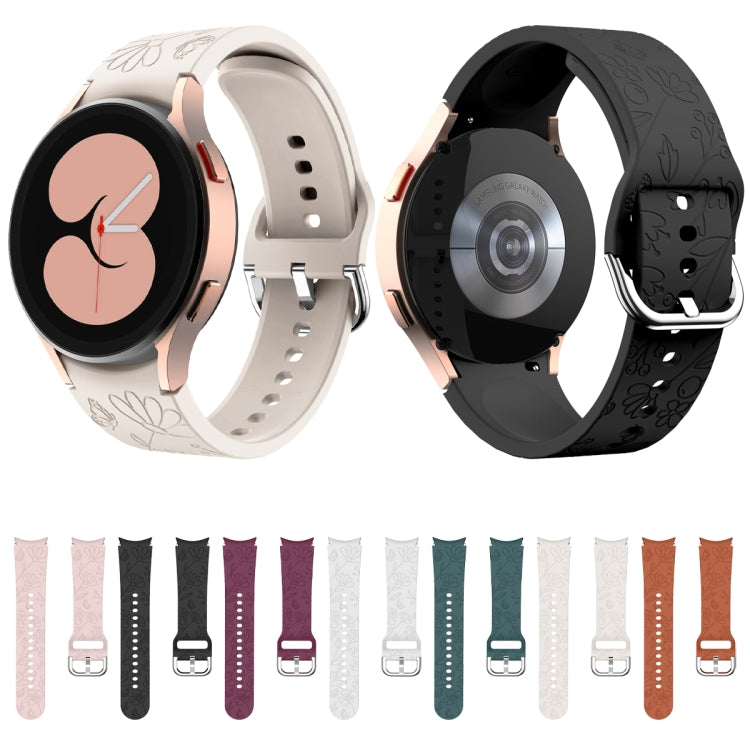For Samsung Galaxy Watch 6 Butterfly Flower Embossed Silicone Watch Band(Light Grey) - Watch Bands by PMC TechLife | Online Shopping South Africa | PMC TechLife