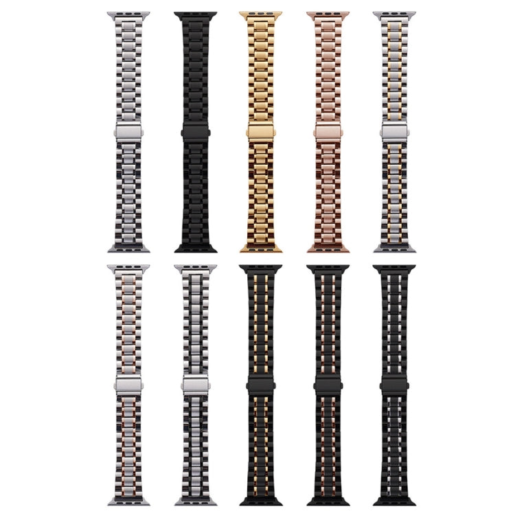 For Apple Watch SE 2023 40mm Five-Beads Stainless Steel Watch Band(Black Gold) - free shipping - PMC TechLife - Order now!