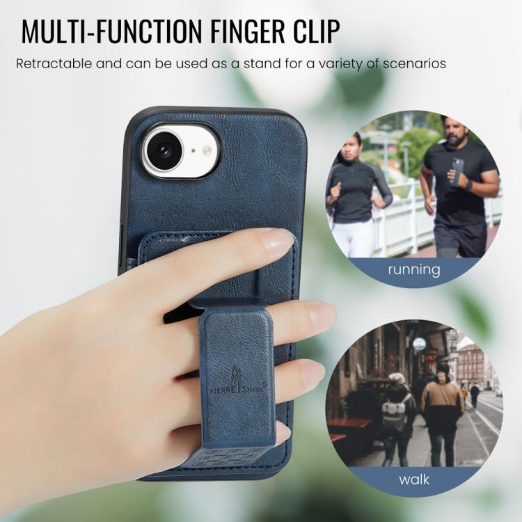 For iPhone 16e Fierre Shann Oil Wax Cow Leather Card Holder Back Phone Case(Blue) - free shipping - PMc TechLife - Order now!