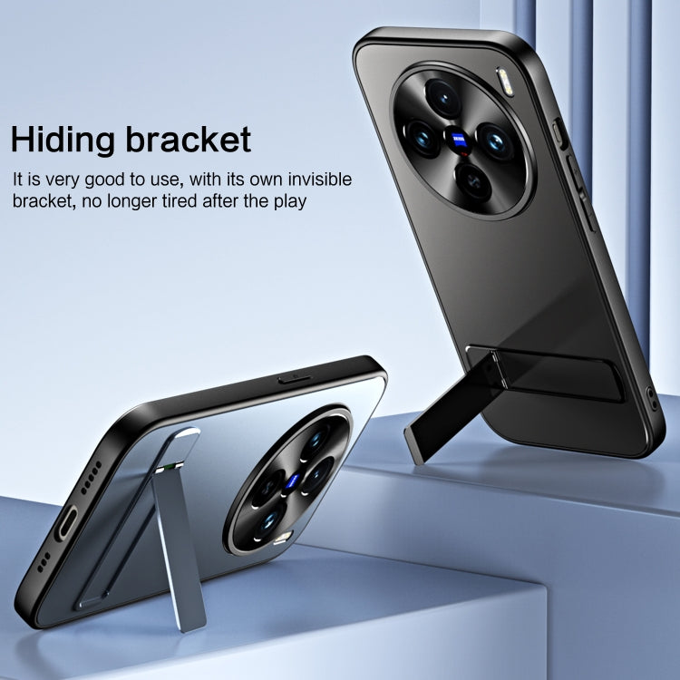 For vivo X100 / X100 Pro R-JUST RJ-61 Electroplating Frosted TPU + PC Phone Case with Holder(Silver) - X100 Cases by R-JUST | Online Shopping South Africa | PMC TechLife