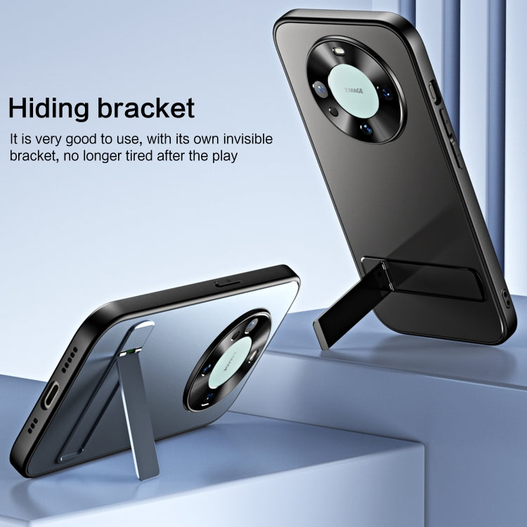 For Huawei Mate 60 R-JUST RJ-61 Electroplating Frosted TPU + PC Phone Case with Holder(Blue) - Huawei Cases by R-JUST | Online Shopping South Africa | PMC TechLife | Buy Now Pay Later Mobicred