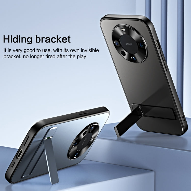 For Huawei Mate 60 Pro R-JUST RJ-61 Electroplating Frosted TPU + PC Phone Case with Holder(Grey) - Huawei Cases by R-JUST | Online Shopping South Africa | PMC TechLife | Buy Now Pay Later Mobicred