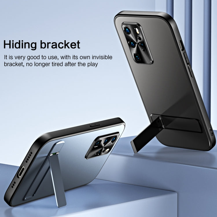 For Huawei P40 Pro R-JUST RJ-61 Electroplating Frosted TPU + PC Phone Case with Holder(Blue) - Huawei Cases by R-JUST | Online Shopping South Africa | PMC TechLife