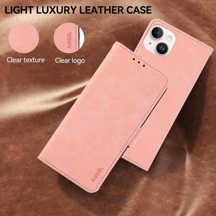 For iPhone 17 Pro ABEEL Frosted Magnetic RFID Leather Phone Case(Pink) - free shipping - PMc TechLife - Order now!