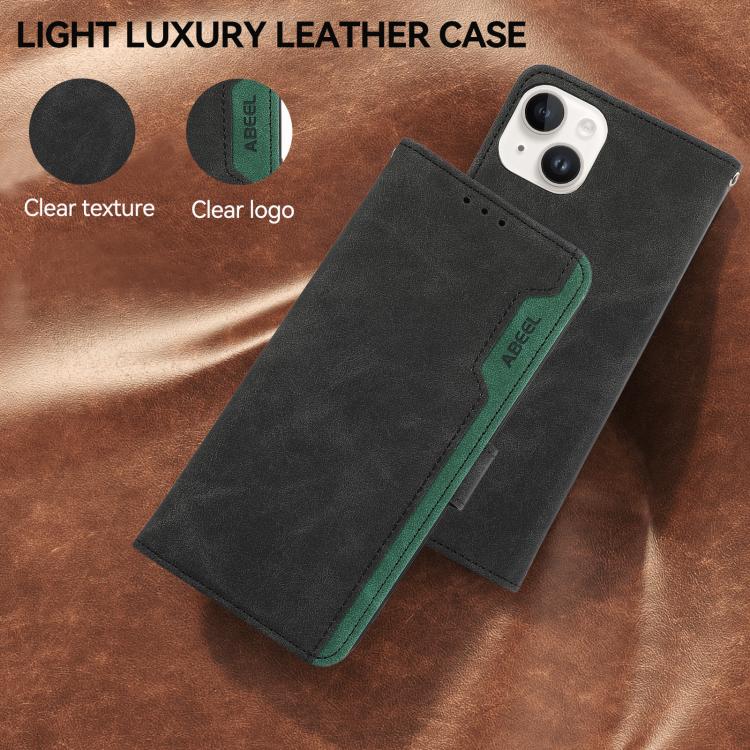 For iPhone 17 Pro ABEEL Color Block Magnetic RFID Leather Phone Case(Black-Green) - free shipping - PMc TechLife - Order now!