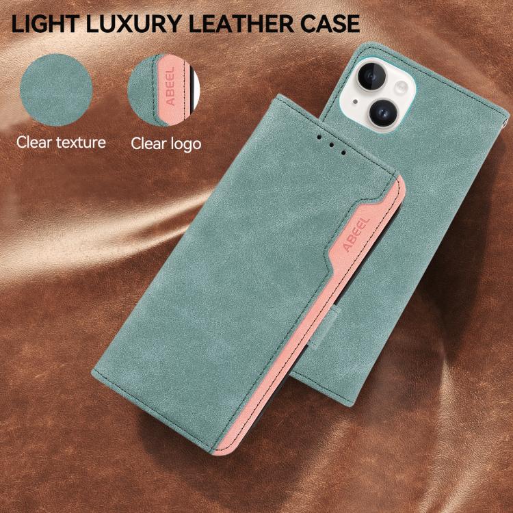 For iPhone 17 Pro Max ABEEL Color Block Magnetic RFID Leather Phone Case(Cyan-Pink) - free shipping - PMc TechLife - Order now!