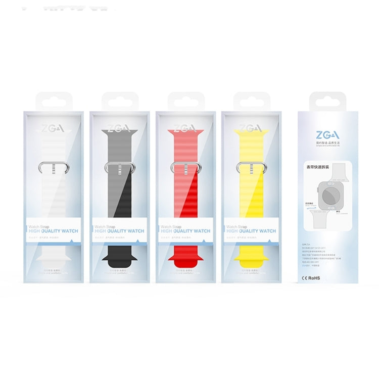 For Apple Watch Series 10 46mm ZGA Ocean Silicone Watch Band(Black) - Watch Bands by ZGA | Online Shopping South Africa | PMC TechLife | Buy Now Pay Later Mobicred