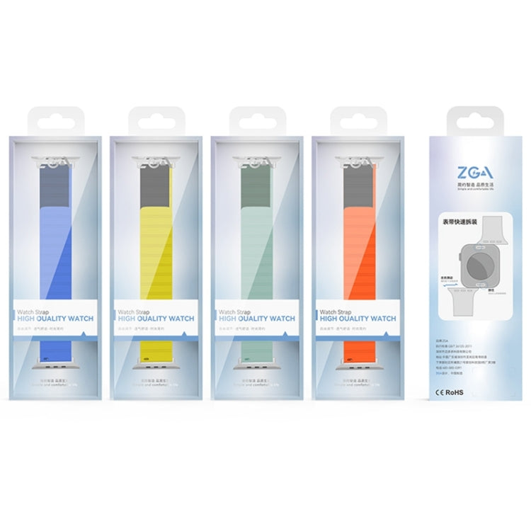 For Apple Watch Series 10 46mm ZGA Two Color Magnetic Silicone Watch Band(Dark Green+Light Green) - Watch Bands by ZGA | Online Shopping South Africa | PMC TechLife | Buy Now Pay Later Mobicred