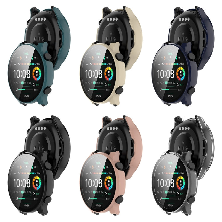 For Xiaomi Haylou RT3 / Solar Plus LS16 PC + Tempered Film Integrated Watch Protective Case(Pine Green) - Watch Cases by PMC TechLife | Online Shopping South Africa | PMC TechLife