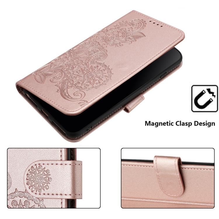 For iPhone 17 Air Datura Flower Embossed Flip Leather Phone Case(Rose Gold) - free shipping - PMc TechLife - Order now!