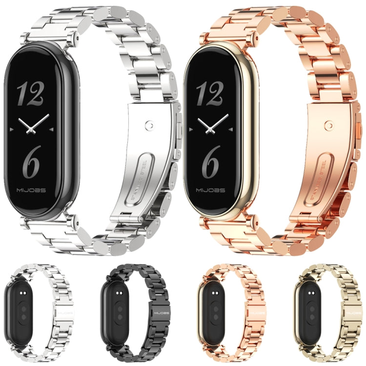For Xiaomi Smart Band 10 / 9 / 8 Mijobs GT4 Three Beads Metal Watch Band(Light Gold) - free shipping - PMc TechLife - Order now!