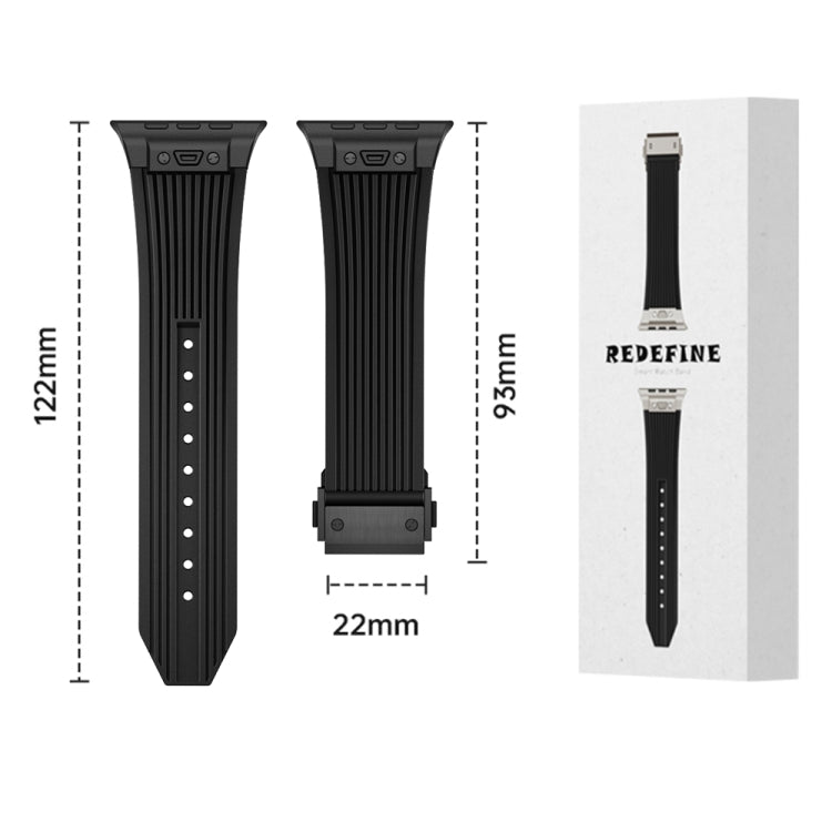 For Apple Watch Series 10 46mm Vertical Texture Black Buckle Elastic Silicone Watch Band(Black) - free shipping - PMC TechLife - Order now!