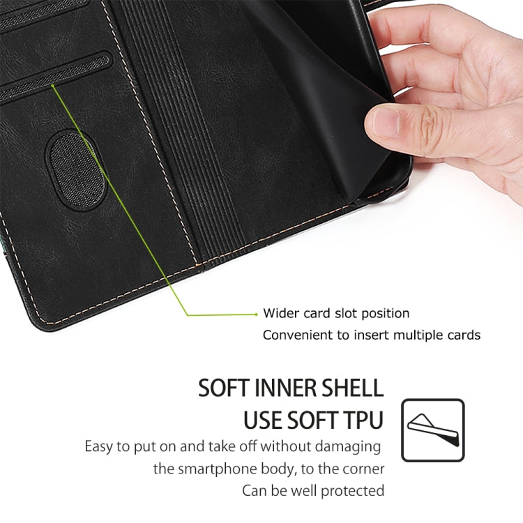 For Motorola Moto G Play 4G 2024 Skin Feel Magnetic Buckle Leather Phone Case(Black) - Motorola Cases by PMC Jewellery | Online Shopping South Africa | PMC Jewellery | Buy Now Pay Later Mobicred