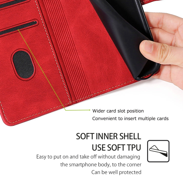 For Motorola Moto G Play 4G 2024 Skin Feel Magnetic Buckle Leather Phone Case(Red) - Motorola Cases by PMC Jewellery | Online Shopping South Africa | PMC Jewellery | Buy Now Pay Later Mobicred