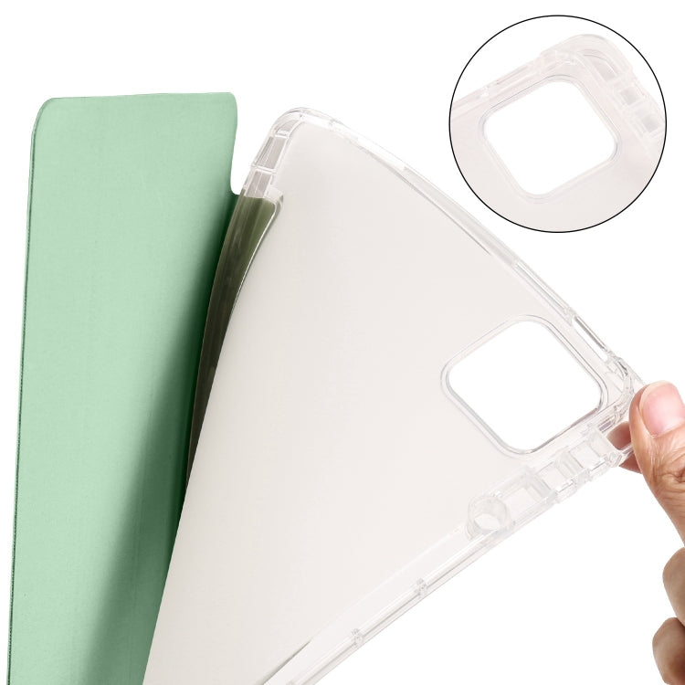 For iPad Pro 13 2024 3-fold Clear TPU Smart Leather Tablet Case with Pen Slot(Green) - iPad Pro 13 2024 Cases by PMC TechLife | Online Shopping South Africa | PMC TechLife | Buy Now Pay Later Mobicred