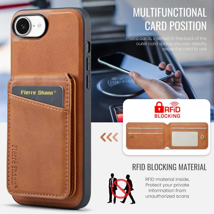 For iPhone 16e Fierre Shann Cowhide Vertical Flip Magnetic Card Holder Phone Case(Brown) - free shipping - PMc TechLife - Order now!