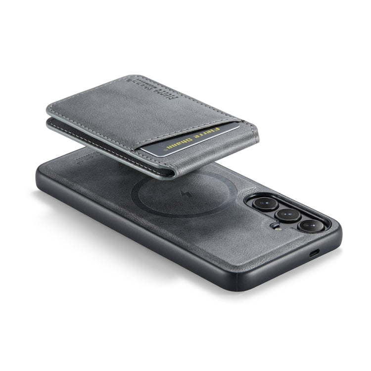 For Samsung Galaxy S24+ 5G Fierre Shann Cowhide Vertical Flip Magnetic Card Holder Phone Case(Grey) - free shipping - PMC Jewellery - Order now!