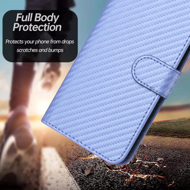 For iPhone 17 Air YX0070 Carbon Fiber Buckle Leather Phone Case with Lanyard(Light Purple) - free shipping - PMc TechLife - Order now!