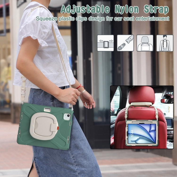For iPad Air 11 2024 / Air 11 2025 Silicone Hybrid PC Tablet Case with Holder & Shoulder Strap(Emerald Green) - iPad Air 11 2025 / 2024 Cases by PMC TechLife | Online Shopping South Africa | PMC TechLife | Buy Now Pay Later Mobicred