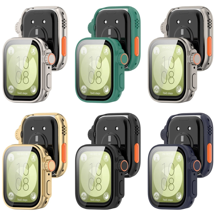 For Huawei Watch Fit3 PC + Tempered Glass Film Full Coverage Watch Protective Case(Black) - Watch Cases by PMC TechLife | Online Shopping South Africa | PMC TechLife | Buy Now Pay Later Mobicred