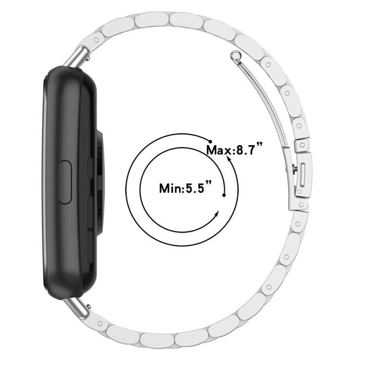 For Huawei Watch Fit 3 Three Bead Stainless Steel Metal Watch Band(Silver) - Watch Bands by PMc TechLife | Online Shopping South Africa | PMc TechLife | Buy Now Pay Later Mobicred