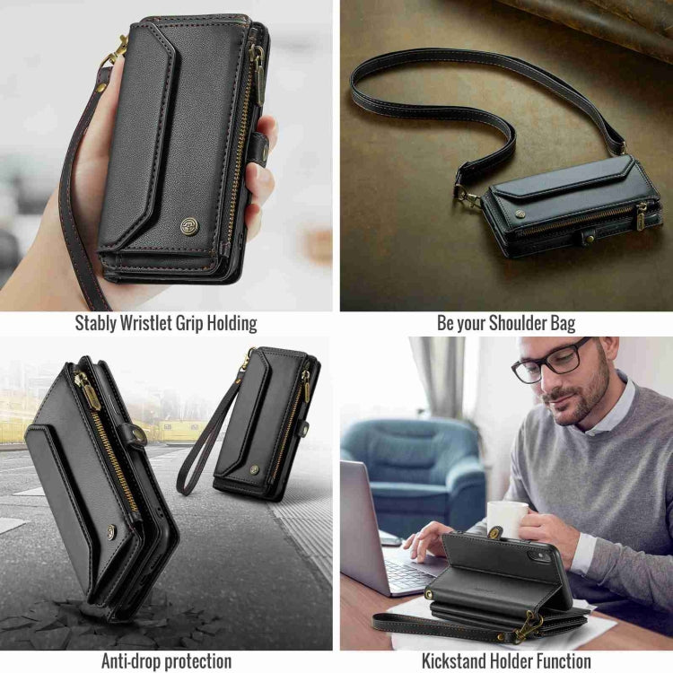 For iPhone XS Max CaseMe C36 Card Slots Zipper Wallet RFID Anti-theft Leather Phone Case(Black) - free shipping - PMC Jewellery - Order now!