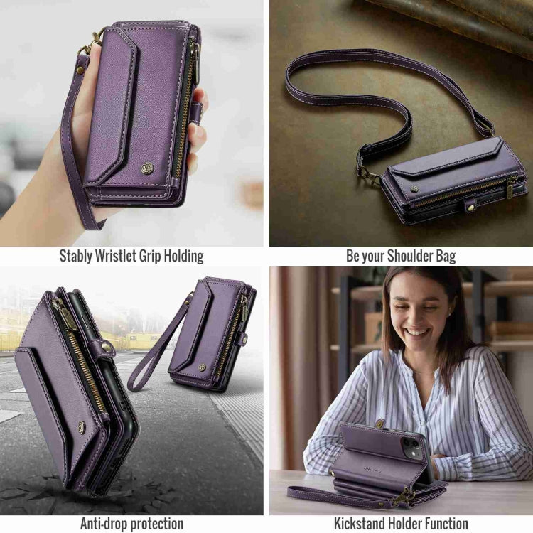For iPhone 11 CaseMe C36 Card Slots Zipper Wallet RFID Anti-theft Leather Phone Case(Purple) - free shipping - PMC Jewellery - Order now!