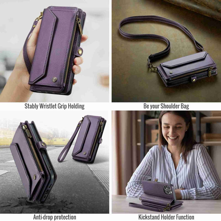 For iPhone 15 Pro Max CaseMe C36 Card Slots Zipper Wallet RFID Anti-theft Leather Phone Case(Purple) - free shipping - PMC Jewellery - Order now!