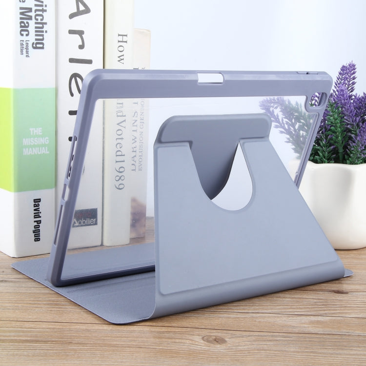 For iPad 10.2 2021 / 2020 / 2019 / Air 3 GEBEI Acrylic TPU 3-folding Rotating Smart Tablet Leather Case withh Pen Slot(Light Purple) - free shipping - PMc TechLife - Order now!
