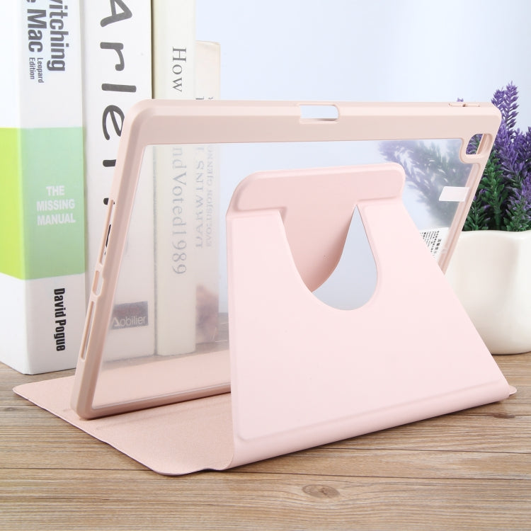 For iPad 10.2 2021 / 2020 / 2019 / Air 3 GEBEI Acrylic TPU 3-folding Rotating Smart Tablet Leather Case withh Pen Slot(Pink) - free shipping - PMc TechLife - Order now!