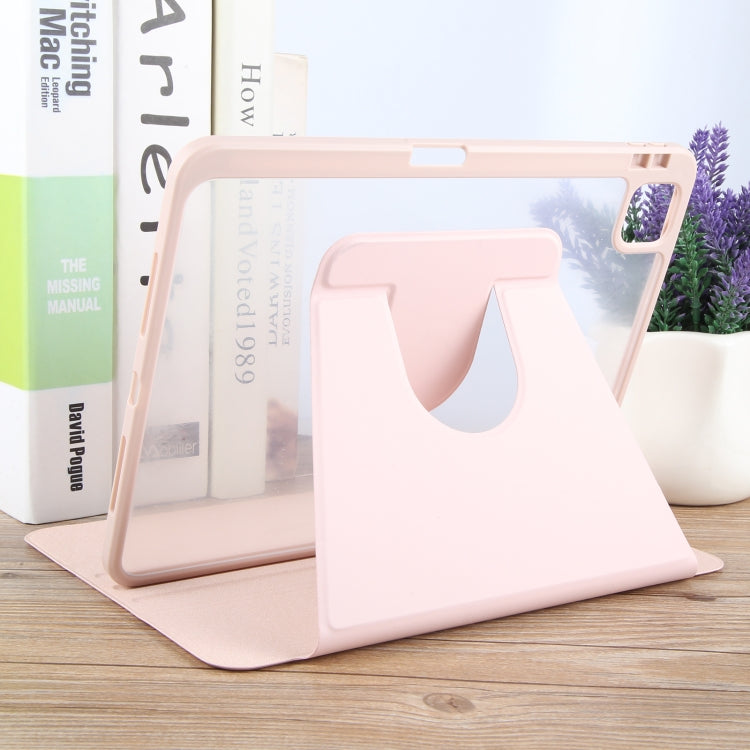 For iPad Pro 12.9 2022 / 2021 / 2020 GEBEI Acrylic TPU 3-folding Rotating Smart Tablet Leather Case withh Pen Slot(Pink) - free shipping - PMc TechLife - Order now!