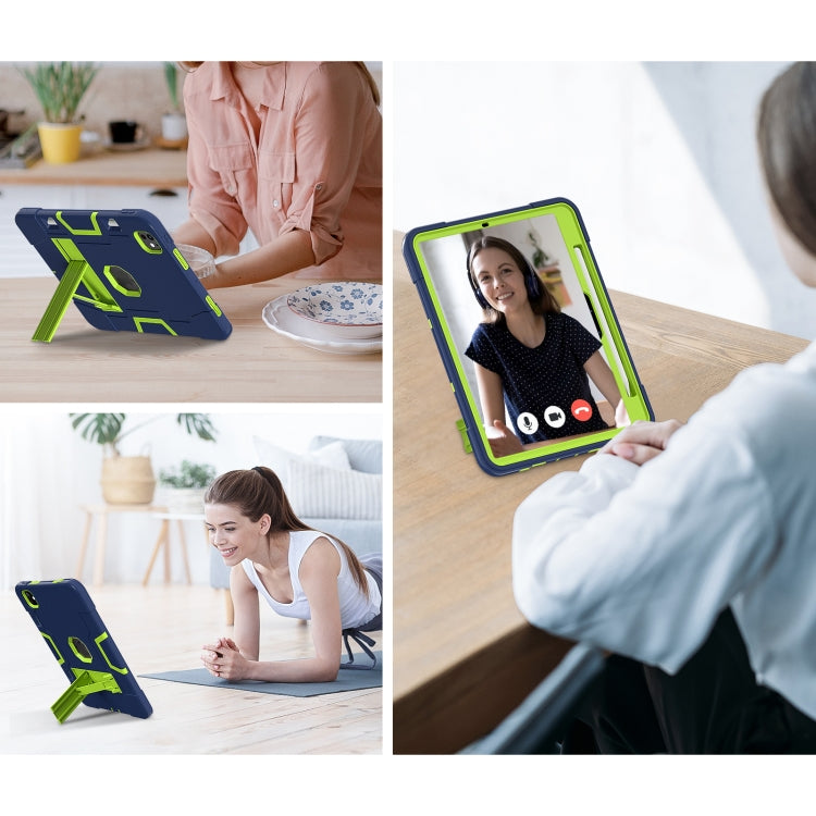 For iPad Pro 11 2024 Contrast Color Silicone Acrylic PC Tablet Case with Holder(Navy Blue Yellow Green) - iPad Pro 11 2024 Cases by PMC TechLife | Online Shopping South Africa | PMC TechLife | Buy Now Pay Later Mobicred