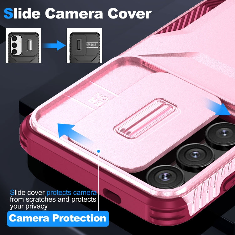 For Samsung Galaxy S25+ 5G / S24+ 5G Sliding Camshield Phone Case(Pink + Rose Red) - Galaxy S24+ 5G Cases by PMC Jewellery | Online Shopping South Africa | PMC Jewellery | Buy Now Pay Later Mobicred