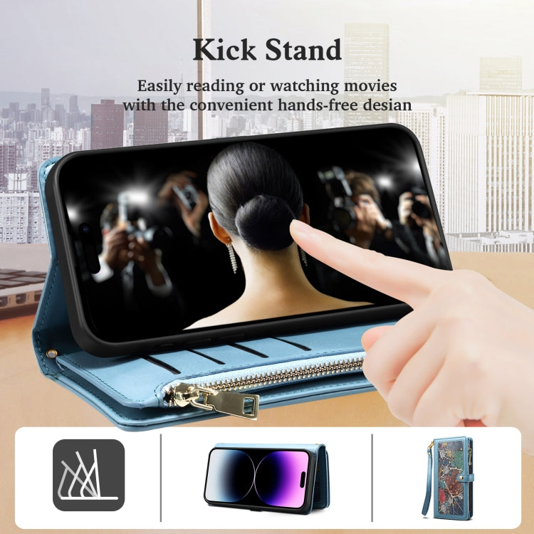 For Samsung Galaxy S25 5G ESEBLE Star Series Lanyard Zipper Wallet RFID Leather Case(Blue) - free shipping - PMC Jewellery - Order now!