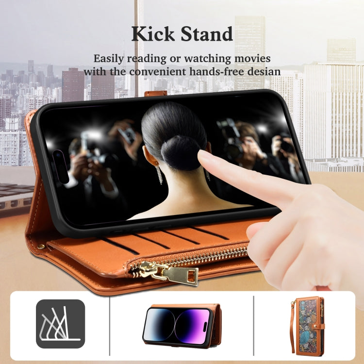 For Samsung Galaxy S25+ 5G ESEBLE Star Series Lanyard Zipper Wallet RFID Leather Case(Brown) - free shipping - PMC Jewellery - Order now!
