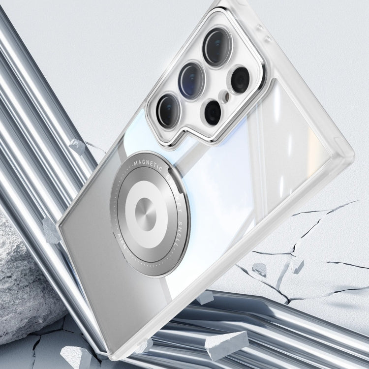For Samsung Galaxy S25 Ultra 5G 360 Holder MagSafe Acrylic Hybrid TPU Phone Case(Frosted White) - Galaxy S25 Ultra 5G Cases by PMC TechLife | Online Shopping South Africa | PMC TechLife | Buy Now Pay Later Mobicred