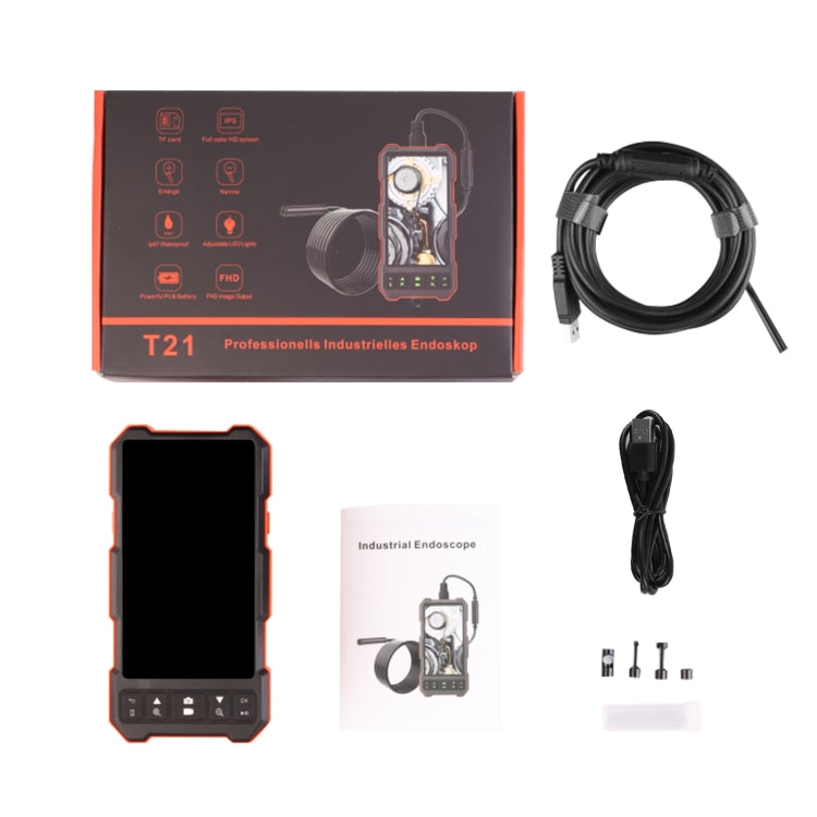 T21 4.5 inch IPS Color Screen 7.9mm Triple Camera Split Hard Cable Industrial Endoscope, Length:5m(Black Red) - by PMC TechLife | Online Shopping South Africa | PMC TechLife | Buy Now Pay Later Mobicred